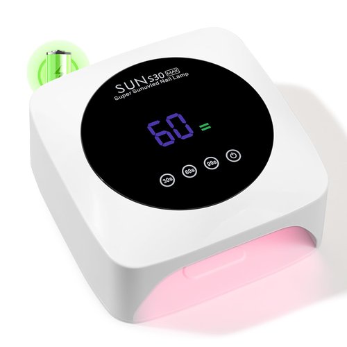 CHRISTINE SHELLY UV Nail Lamp 96W Rechargeable LED Gel Curing Lamp, Cordless Nail Dryer Gel Polish Light with Large LCD Display, with 3 Timer Setting Auto Sensor for Salon and Home (White)