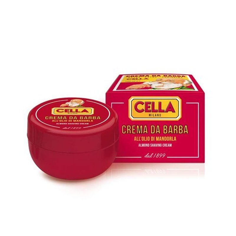 Cella Milano Almond Shaving Cream - Premium Tallow-Based Wet Shave Soap for Men | Rich Moisturizing Lather (5.2 oz / 150g)