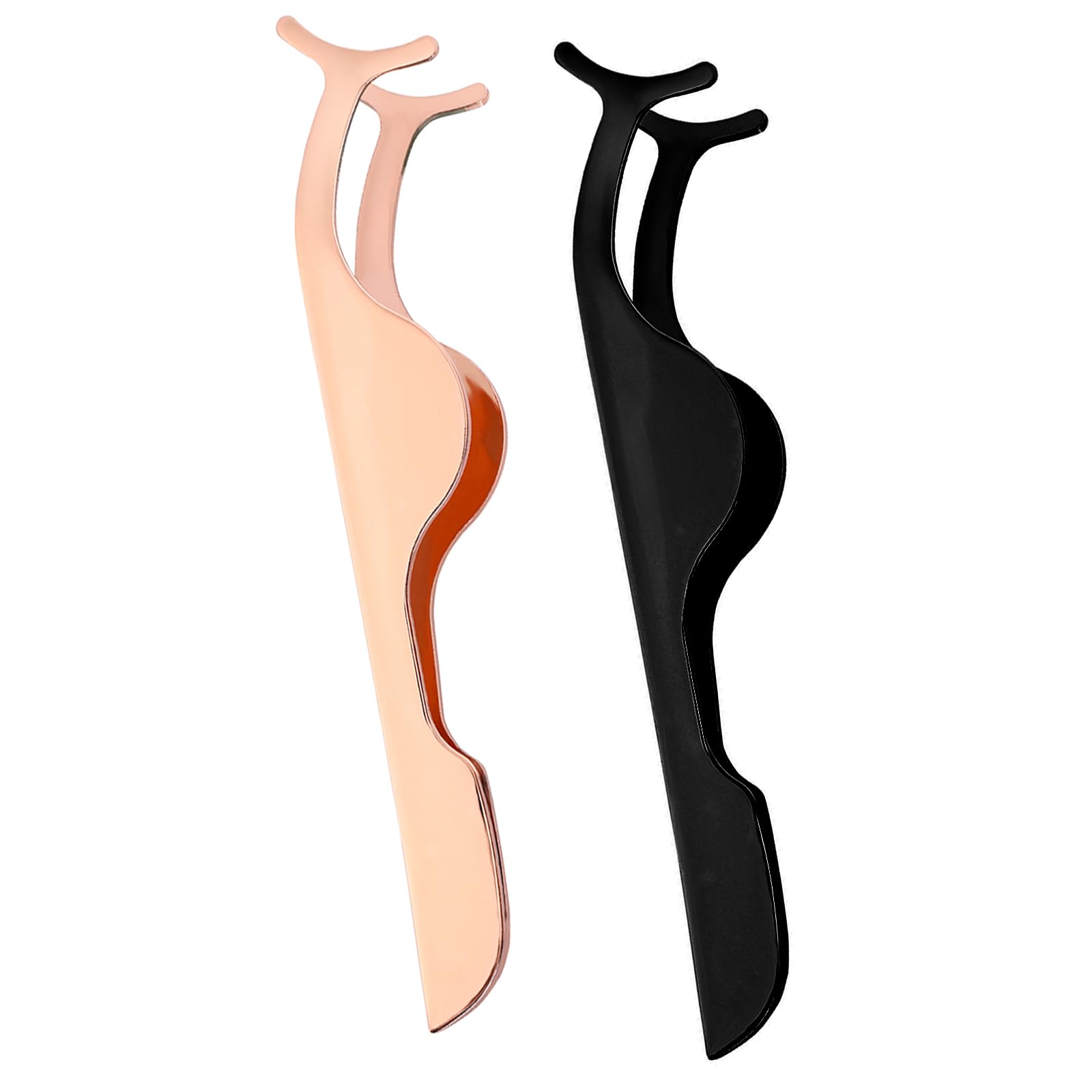 2 Pcs False Eyelashes Applicator Stainless Steel Remover Clip Tweezers Fake Lash Clusters Separator Professional Lash Extension Curlers Curved Eyelash Tweezers for Wearing and Removing Eyelashes