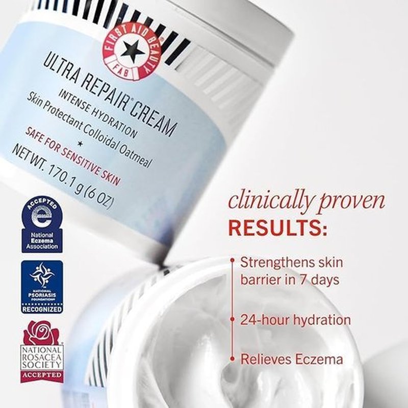 First Aid Beauty - Ultra Repair Cream | Intense Hydration with Whipped Colloidal Oatmeal, 14oz Fresh Strawberry