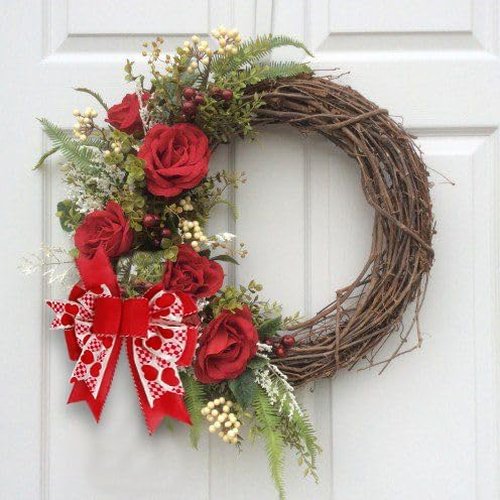 SIMISI Ribbon Burlap Wired Valentine Bow - Red Heart Print for Wreaths & Wedding Decor | 9.5 x 13 Inch