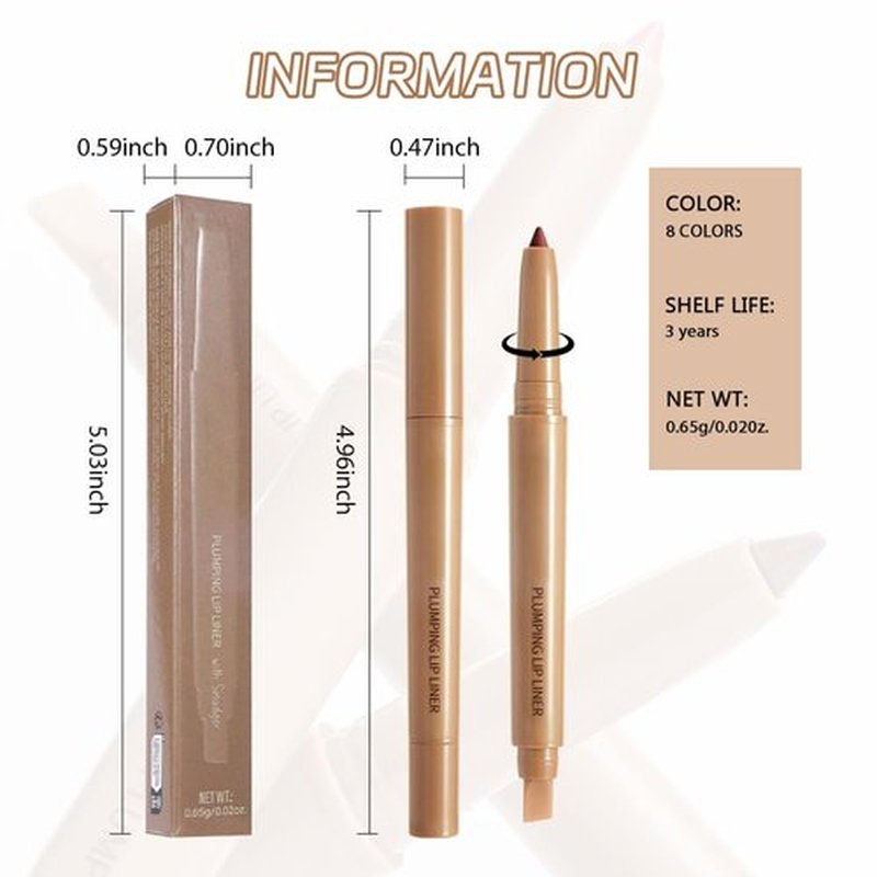 JUAAZIN 2Pcs Matte Lip Liner Pencil, Plump lip pencil liner Long-Lasting Creamy Formula, With Silicone Smudger for Define Contours & Sculpting Lip,Waterproof Non-Staining Crayon Lip Liners 05#+06#