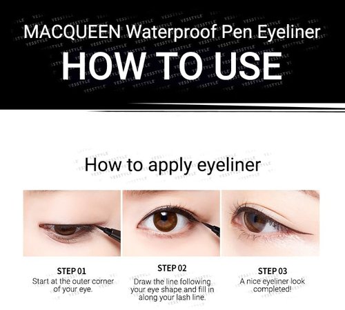 MACQUEEN - Deep Black Waterproof Pen Eyeliner | Long-Lasting, Smudge-Proof Formula