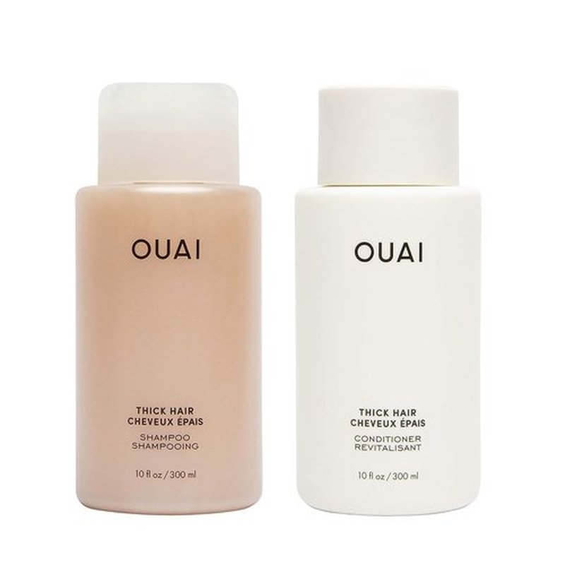 OUAI Thick Hair Shampoo & Conditioner Set - Sulfate-Free Formula for Moisturized, Strong Hair - Keratin & Shea Butter (10 Fl Oz)