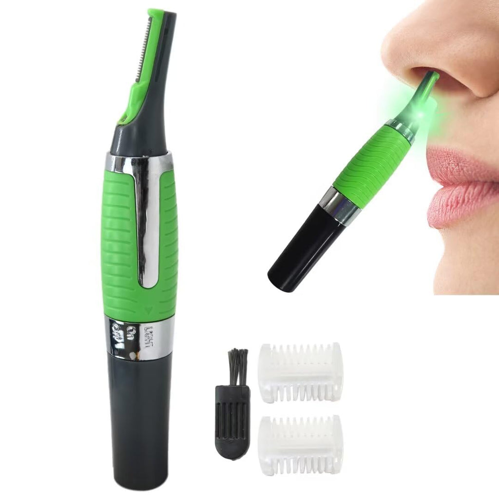 ATIODYUUK Men Nose Ear Face Neck Eyebrow Hair Mustache Beard Trimmer Shaver Clipper PE-Green