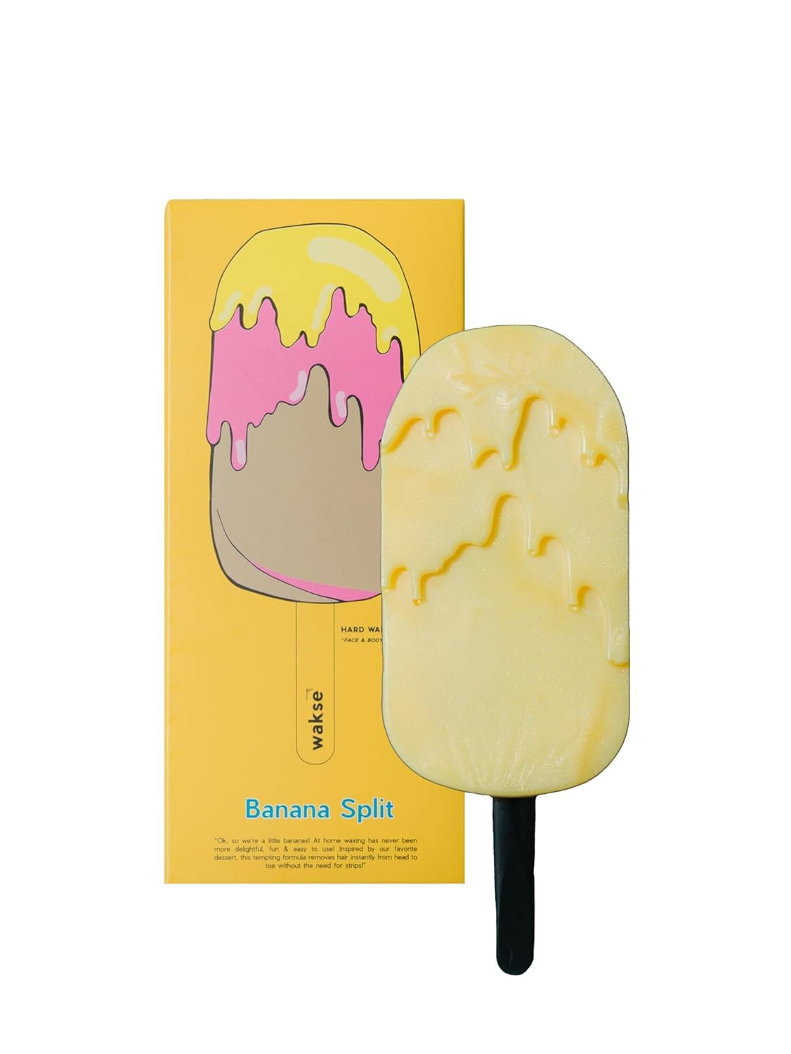 Wakse Banana Split Hard Wax Pop, 4.5oz, Hair Removal Wax For Face and Body