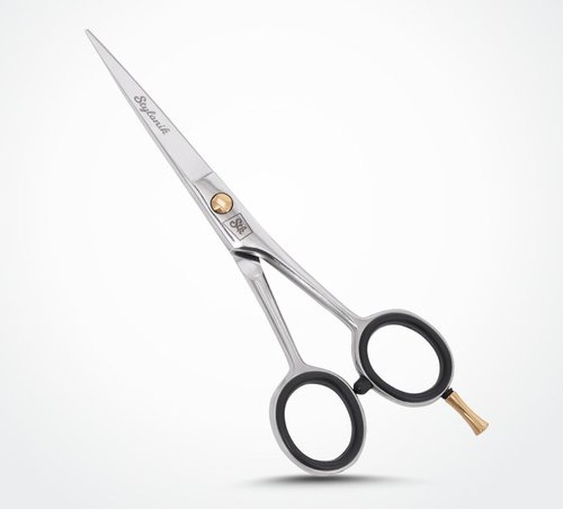 Stylonik Hair Cutting Scissors-Professional Hairdressing Scissors for Women,Men,Hair Stylists,Salon,Barber- 6.5-Inch Stainless Steel Hair Scissors with Finger Rest (Classic Scissor Shinny Polish)