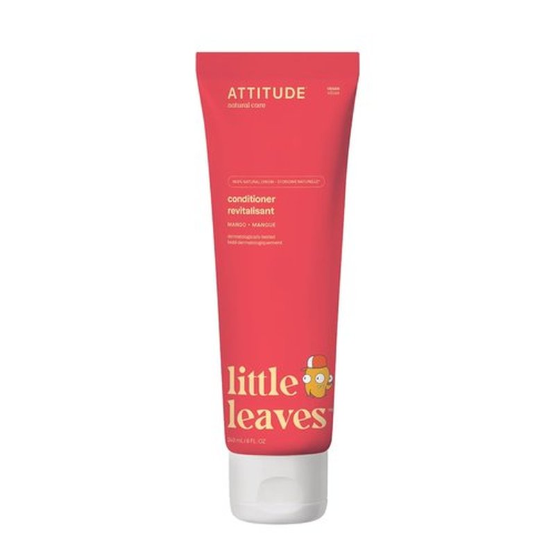 ATTITUDE Natural Kids Conditioner - Hypoallergenic & Vegan, Mango Scent, 8 Fl Oz | Plant-Based Formula