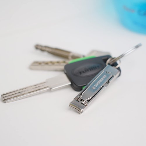 munkees Ultra-Thin Nail Clippers Keychain, Mini Foldable Nail Cutter with Key Ring, Small Portable Stainless Steel Pocket Manicure Set for Travel, Camping, & Outdoor (Stainless Steel, 2)