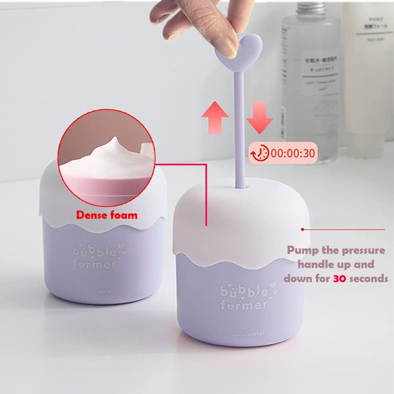 Ovrilossa Face Wash Foam Maker,Cute Cleanser Foam Cup Deep Skincare Cleaner Tool Portable Bath Accessory for Facial Cleanser Hand Soaps Bath Shampoos for Home and Travel (COLOR:Blue)