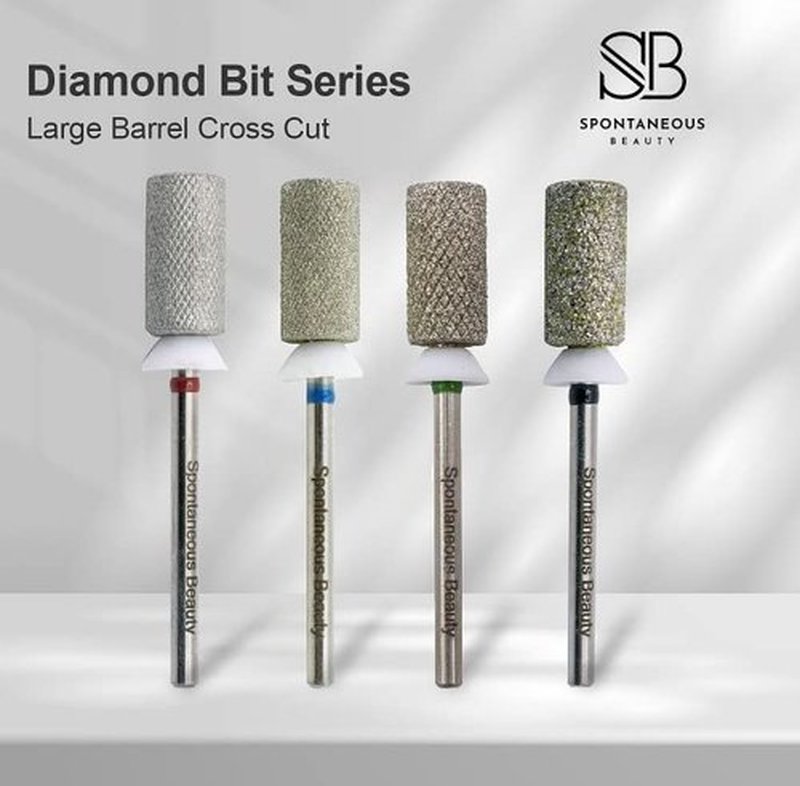 Spontaneous Beauty Premium Carbide Diamond/Diamond Nail Drill Bit, Special Edition Cross Cut 3/32" Shank (Large Barrel - Coarse Grit)