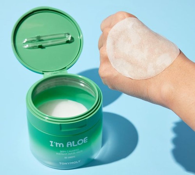TONYMOLY I’m Aloe Skin Calming Mask Pads 80 Biodegradable Sheets for Sensitive, Dry Skin Hydrating, Moisturizing, Soothing Korean Skincare
