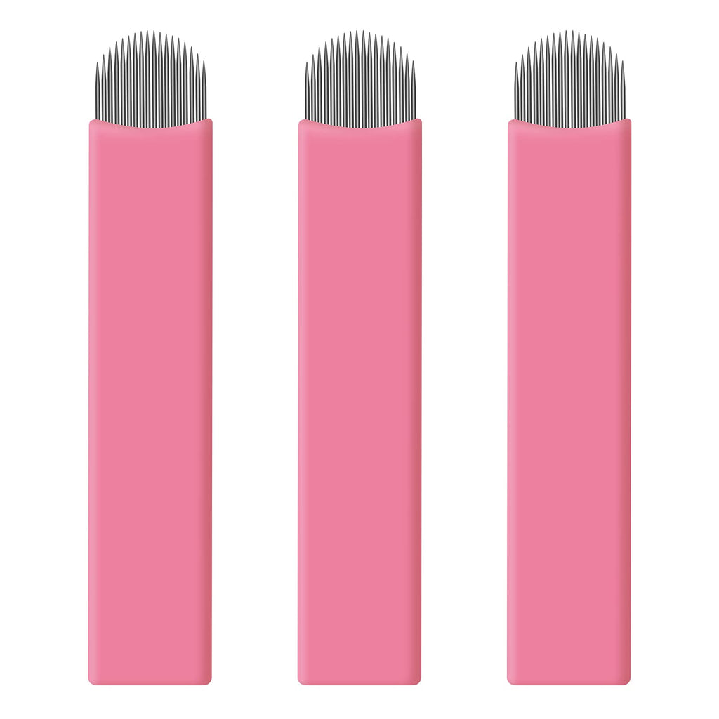 50 pcs Pink Disposable Microblading Blade NANO U18 Microblades 0.15mm Nano Needles Perfect for Hair Strokes Eyebrow Thinnest needles in Market (18U)