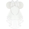 LIHELEI Bridal Veil Mouse Ear Headband, Minnie Headband for Honeymoon Wedding, Bachelorette Party Headpiece for Women Girls-White