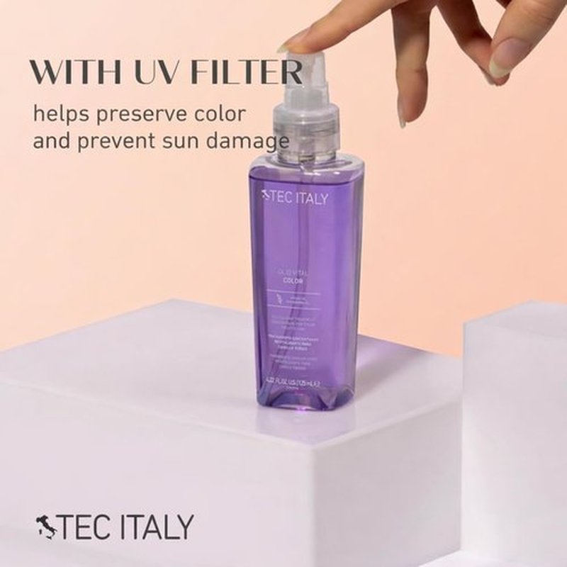Tec Italy Olio Vital Color Hair Treatment for Color-Treated Hair, Protects & Enhances Color, Deep Hydration, Softness & Shine, 4.22 fl oz (125 ml)