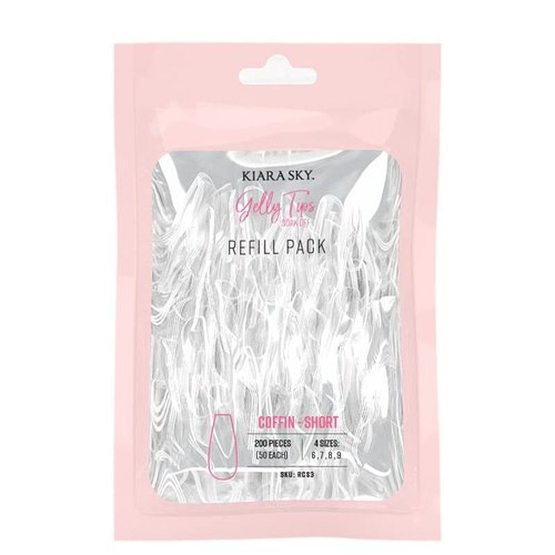 Kiara Sky Gelly Tip Soak Off Nails Refill Packs- Coffin Short (Size 6, 7, 8, 9)