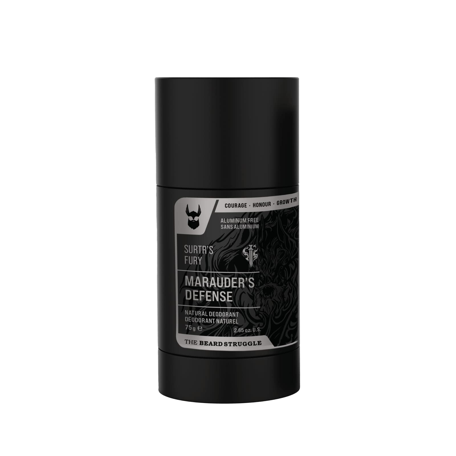 The Beard Struggle Marauder's Defense - Natural Charcoal Infused Deodorant Men, Aluminum Free - Platinum Collection, Surtr's Fury - 2.65 oz