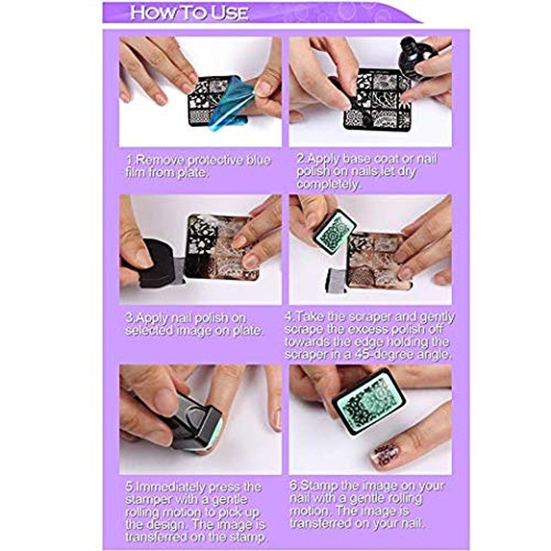 FingerAngel Mix 25Pcs Nail Art Stamping Template Full Cover Nail Template Manicure Print DIY Image Plate with Stamper Kit(A21-45)