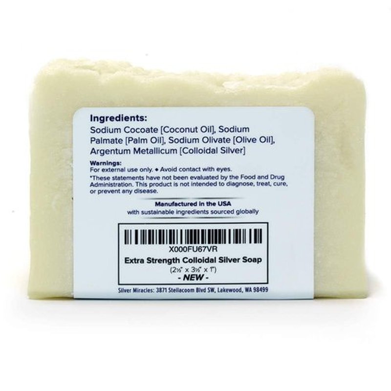 Silver Miracles - Extra Strength Colloidal Silver Soap - All Natural Nano Silver Face and Body Cleanser - Unscented - 6.5 ounces