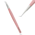 Isolation Lash Tweezers for Eyelash Extensions – 14cm Curved Tweezer, Japanese Stainless Steel, Best for Individual Isolation & Classic Lashes, Eyelash Twisers (Blush Pink)