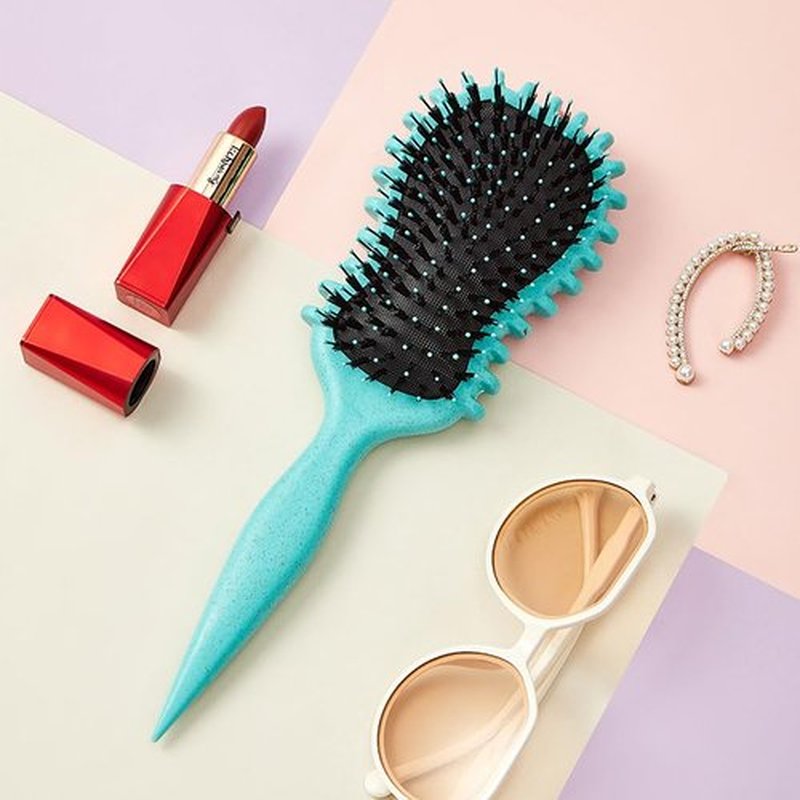 Skiennix Curl Defining Brush - Edge Control Round Hairbrush for Blowouts | Boar Bristle Design (Green)