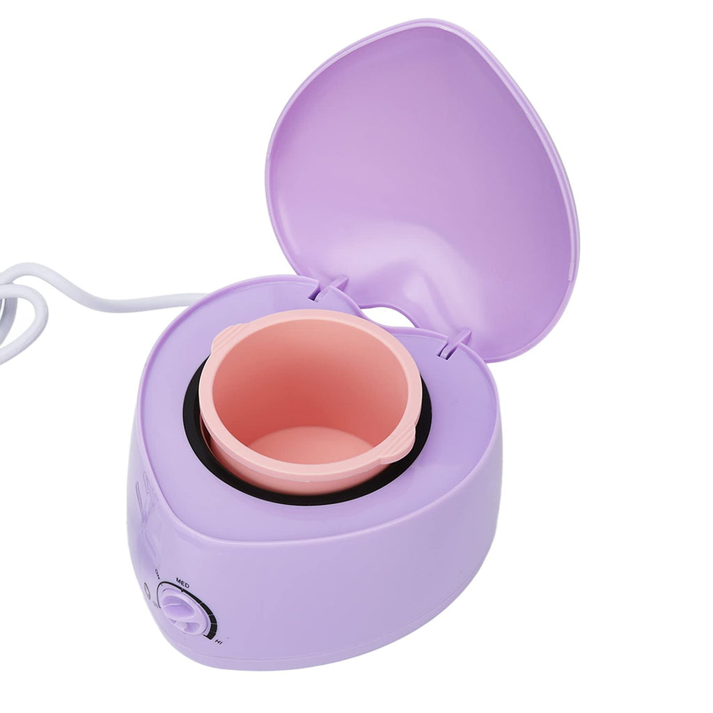 Electric Wax Warmer, Portable Mini Hair Removal Wax Heating Machine, Cute Heart Shaped Fast Heating Wax Heater for Beauty Salon, Home, Silicone Inner Pot Easy Cleansing, Purple