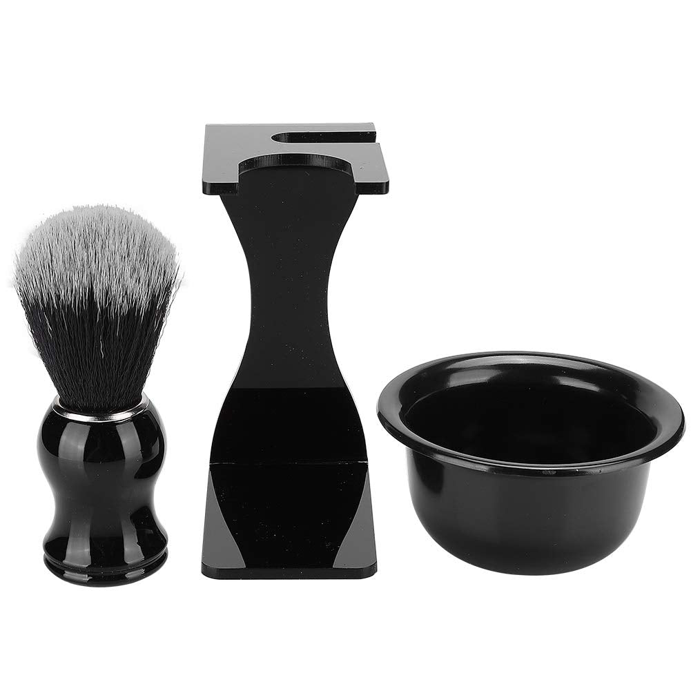 Men's Shaving Brush Set, 3 in 1 Kit with Hair Shaving Brush Soap Bowl Acrylic Holder Stand Home Barber Gift