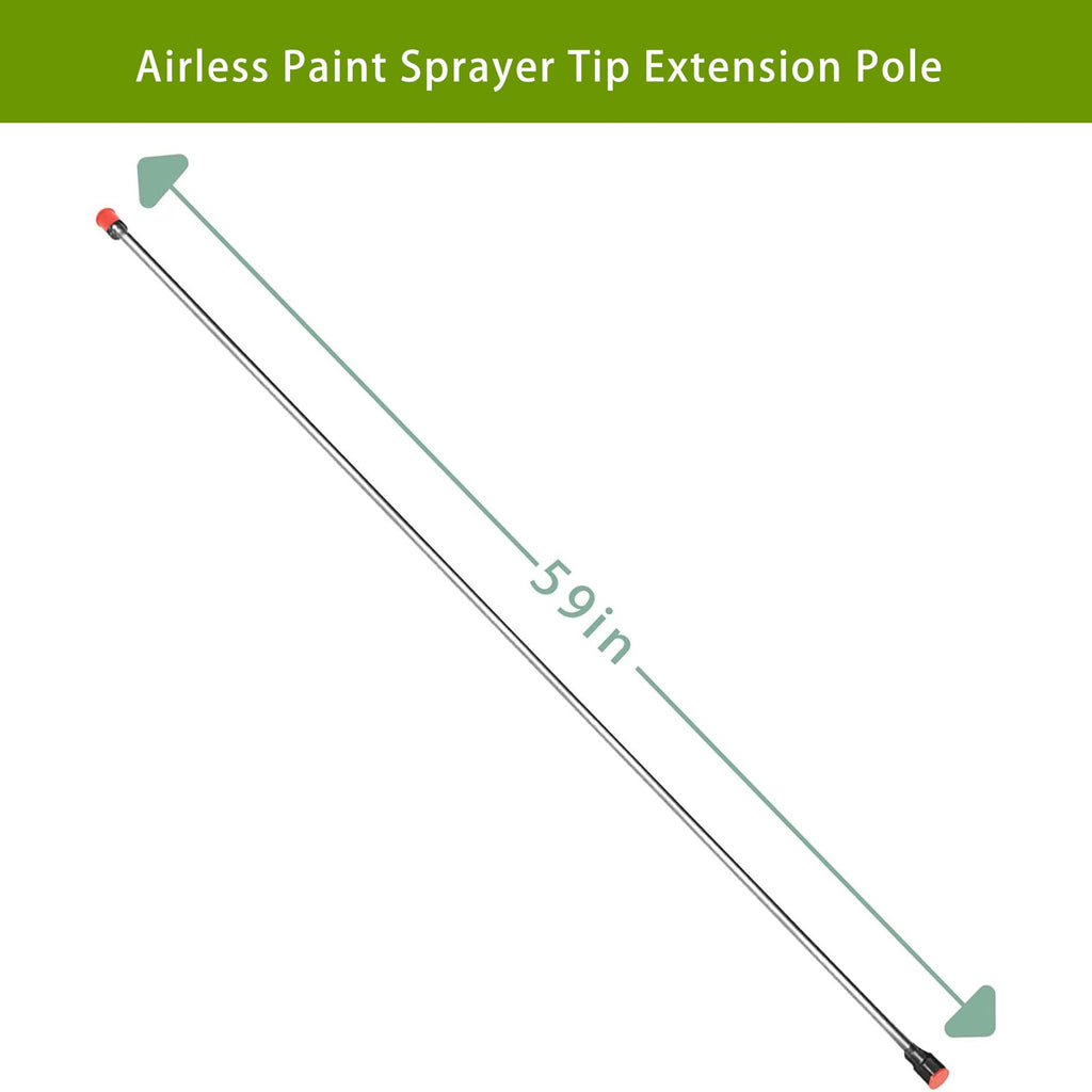 59Inch Airless Paint Sprayer Tip Extension Pole, Spray Gun Tip Extension Rod with Red Guard