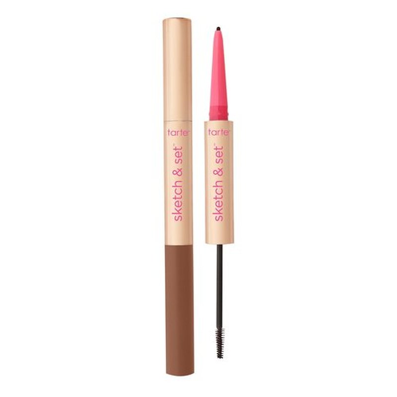 tarte big ego sketch & set brow pencil & tinted gel –2-in-1 Precision Waterproof Eyebrow Pencil & Gel to Shape, Thicker-looking Brows, Vegan & Cruelty-Free, full size, medium brown