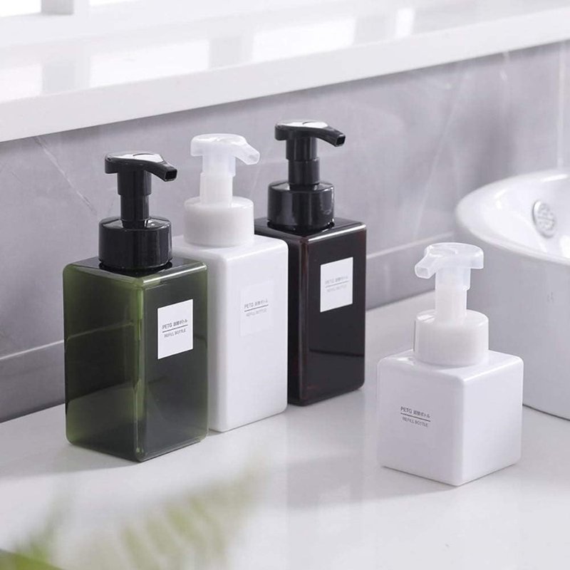 UUJOLY Foaming Soap Dispenser - 450ml Refillable Pump Bottle for Liquid Soap & Shampoo | Amber (2 Pcs)