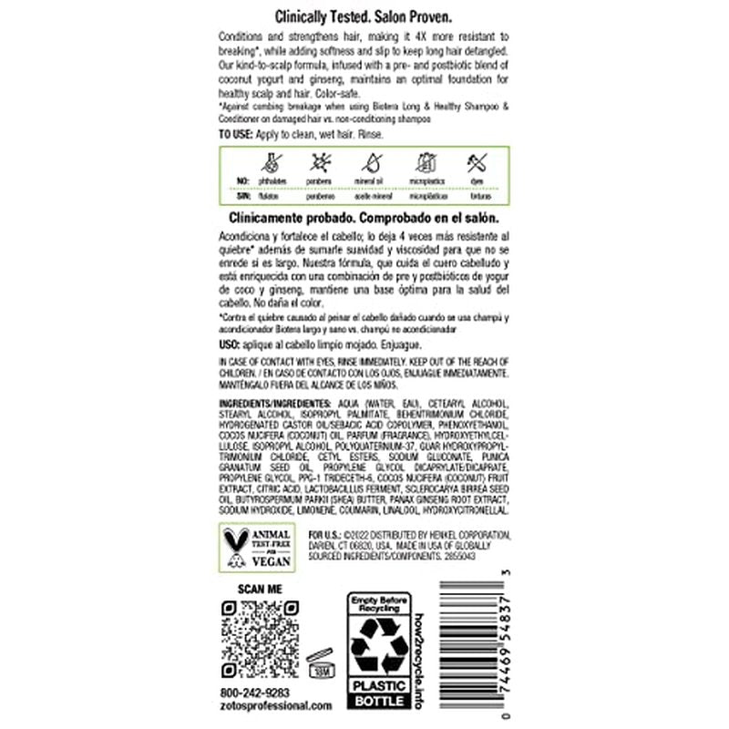 Biotera Long & Healthy Strengthening Conditioner | Long or Growing Hair | Microbiome Friendly | Vegan & Animal Test Free | Paraben Free | Color-Safe | 32 Fl Oz