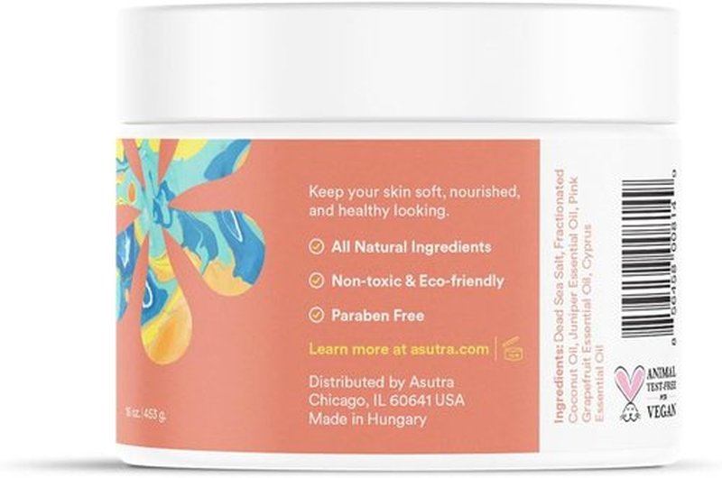 ASUTRA Dead Sea Bath Salts - Skin Rejuvenator with Grapefruit, Juniper & Cypress Oils | 16 oz Healing Soak