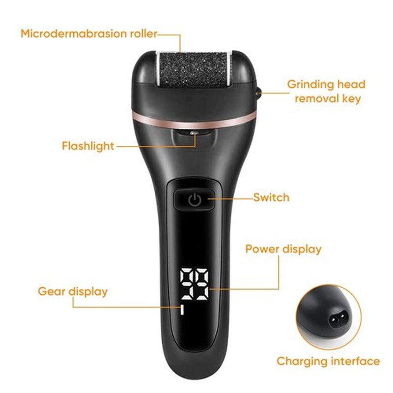 Electric Callus Remover and Foot polisher-Rechargeable-waterproof- Pedicure Set. (Black), 20 Count (Pack of 10)