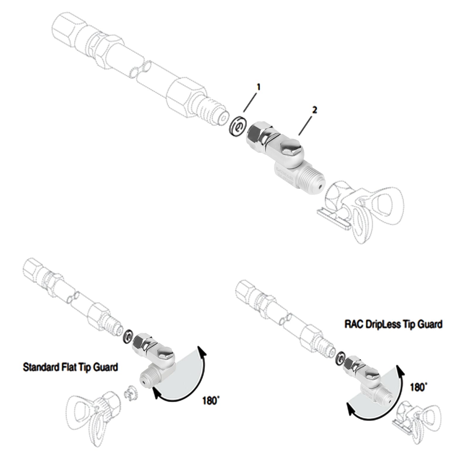 GregYoung 2 Pack Swivel Joint for Airless Paint Sprayer,Airless Wand Extension Accessories,Replace Fan Pivot for Airless Spray Gun,Compatible with Graco 235486 7/8 Inch Thread 180 Degree Rotation