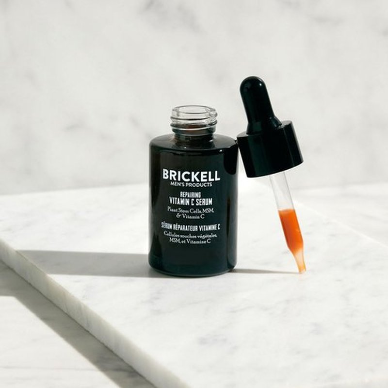 Brickell Men's Anti-Aging Vitamin C Serum - Natural Hyaluronic Acid for Wrinkle Repair | 1 oz