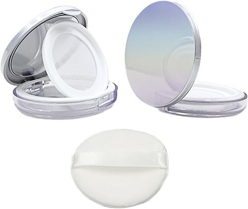 HAHIYO Makeup Cosmetic Jar - Refillable Travel Case with Holographic Lid & Mirror | 2Pcs 5ml/0.2oz