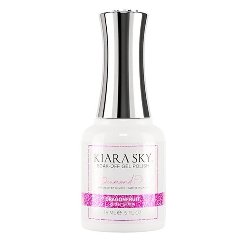 KIARA SKY Gel Polish DiamondFX Reflective Glitter Soak Off with Sparkle Diamond dust effect 0.5 fl oz, Dragonfruit (hot pink)