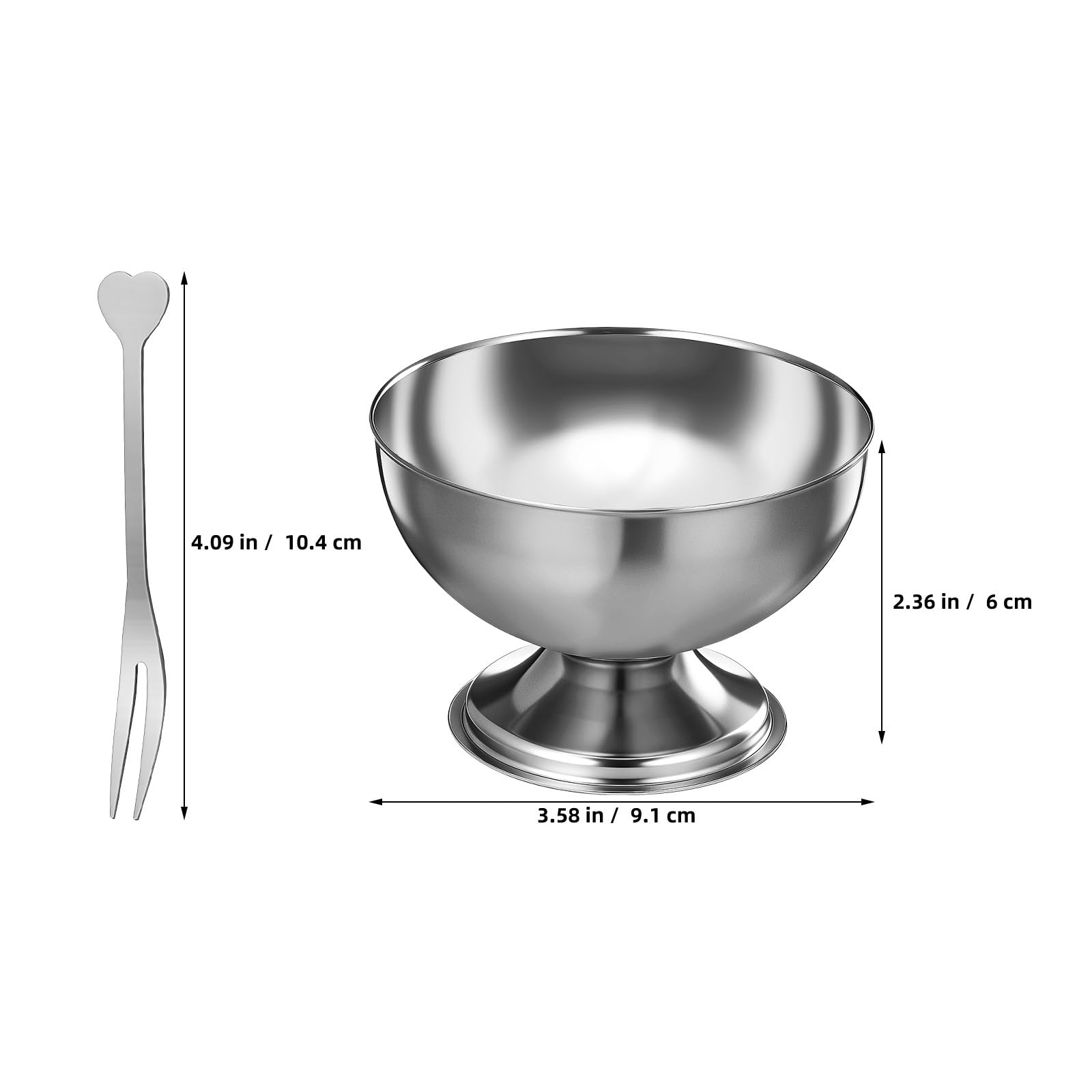 Housoutil Ice Cream Cups, 4 Pcs Stainless Steel Serving Dessert Bowls, Round Sauce Bowls, Reusable Footed Yogurt Snack Candy Cups for Cake Salad Fruit Pudding Snacks Christmas Party
