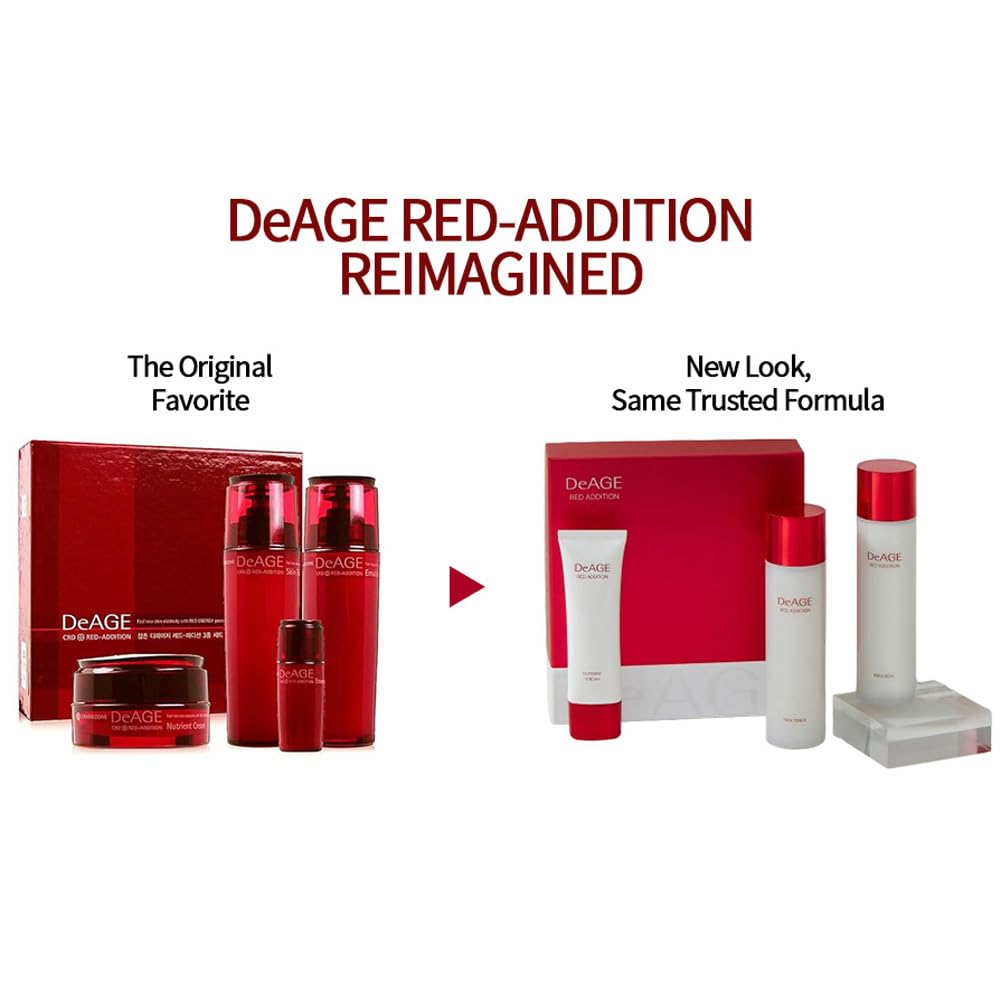 CHARMZONE DeAge Red Addition Classic Skin Care Set (New Version) – 3-Piece Anti-Aging Kit with Toner, Emulsion & Cream – Red Wine, Pomegranate & Tomato for Hydration, Firming & Radiance