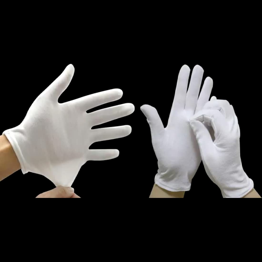 White Cotton Gloves, 12 Pairs of White Gloves are Suitable for Dry Hand Moisturizing Cosmetics, Hand Spa, Jewelry Coin Inspection, Inspection Gloves, and Service Gloves. Elastic Moisturizing Gloves