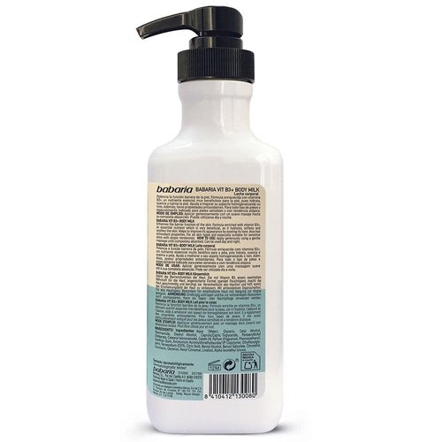 Babaria Vitamin B3 Body Milk - Nourishing Body Lotion for Women and Men - Enhances Skin Barrier - Moisturizing Body Cream for Sensitive Skin - 16.9 oz
