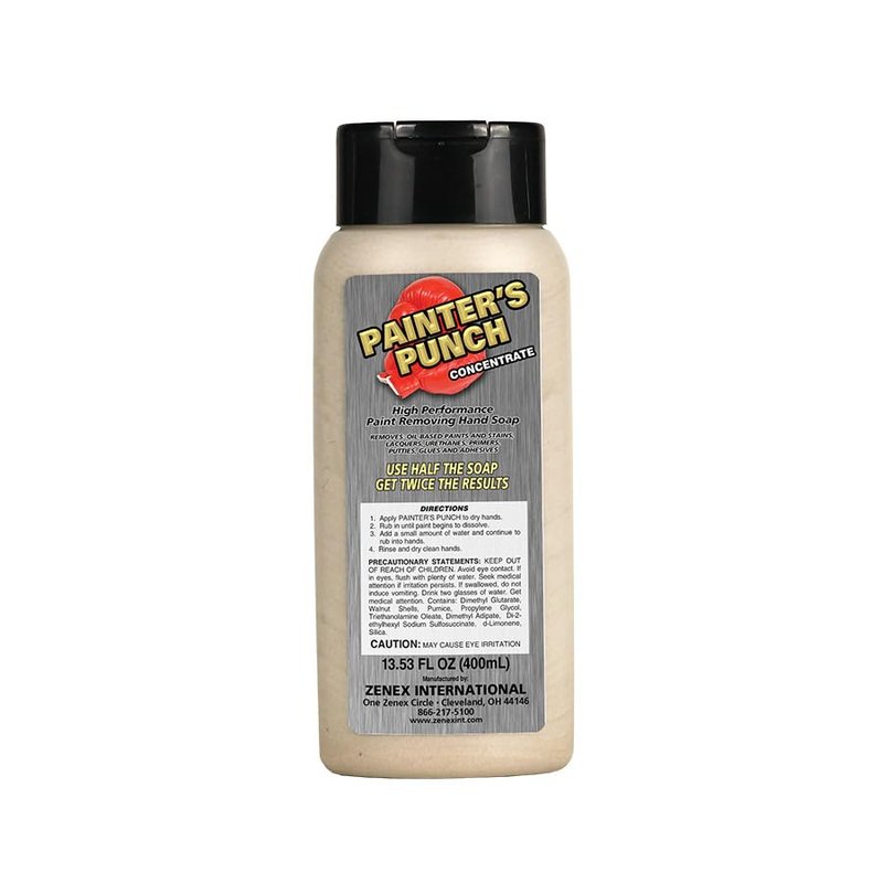 Zenex Painters Punch Hand Cleaner - Industrial Strength Solvent-Free Paint Removing Soap with Walnut Scrubbers | Moisturizes Skin | Removes Paint, Lacquers, Enamels, Primers & More | 400 ml (1 Count)