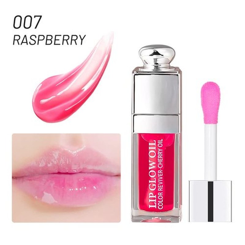 GECOMO Hydrating Lip Glow Oil - Nourishing Tinted Lip Gloss for Lightening Lip Lines | Raspberry, 0.2 Oz