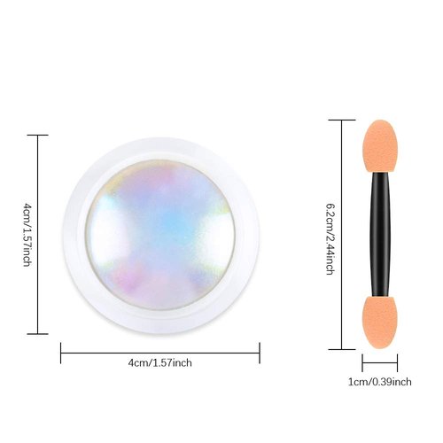 Ownest 4 Pcs Neon Chrome Nail Powder, Unicorn Chrome Nails Glitter Pigment, Aurora Iridescent Powder Pigment for Nails, Opal Pearl Mica Powders, Chameleon Pearl Manicure Pigment