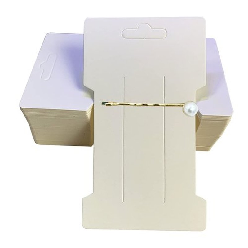 Doromy Hair Clip Display Cards, 200 Pcs Kraft Paper Hair Barrettes Display Holder, Cards for Hair Clips Displaying Organizing Packaging, 6.6X11.5cm, White and Brown