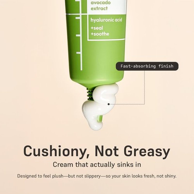fitneskin Hydrating Avocado Moisturizer, 1.7 Fl Oz (50ml) – Avocado Fruit Water + Hyaluronic Acid, Vitamin B3 & Pro-Vitamin B5 – Creamy-Soft Barrier Hydration, Fragrance-Free, Vegan Korean Skincare