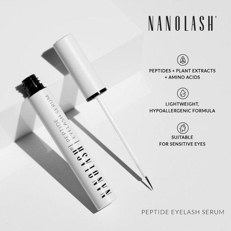 Nanolash Peptide Eyelash Serum 5ml - multipeptide conditioner for eyelash, lash growth serum, fuller, stronger, longer lashes lash serum, peptide lash enhancer