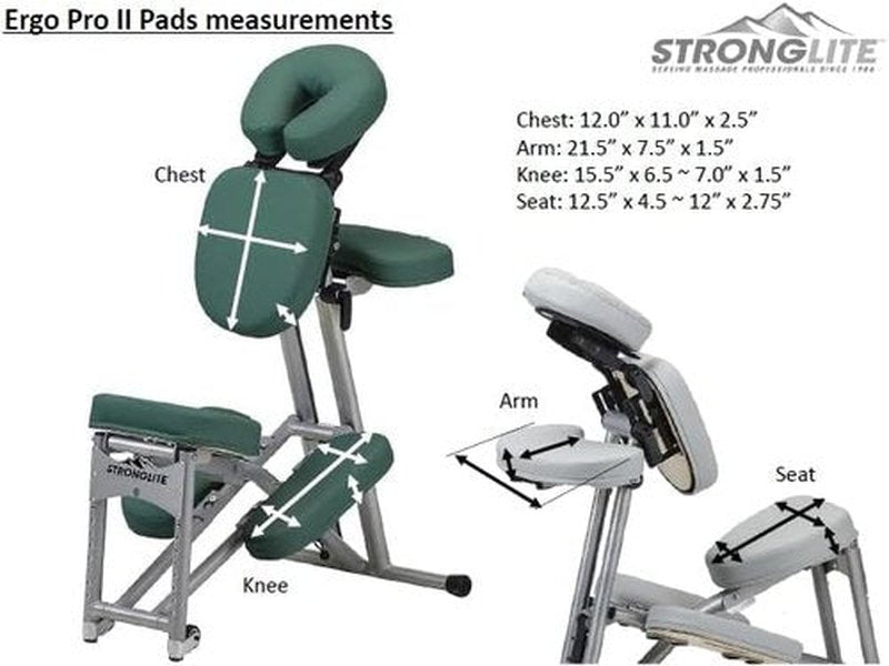 Stronglite Portable Massage Chair Ergo Pro II - Ultra-Lightweight, Foldable Spa Chair with Wheels & Carry Case (600lbs Capacity) - Black