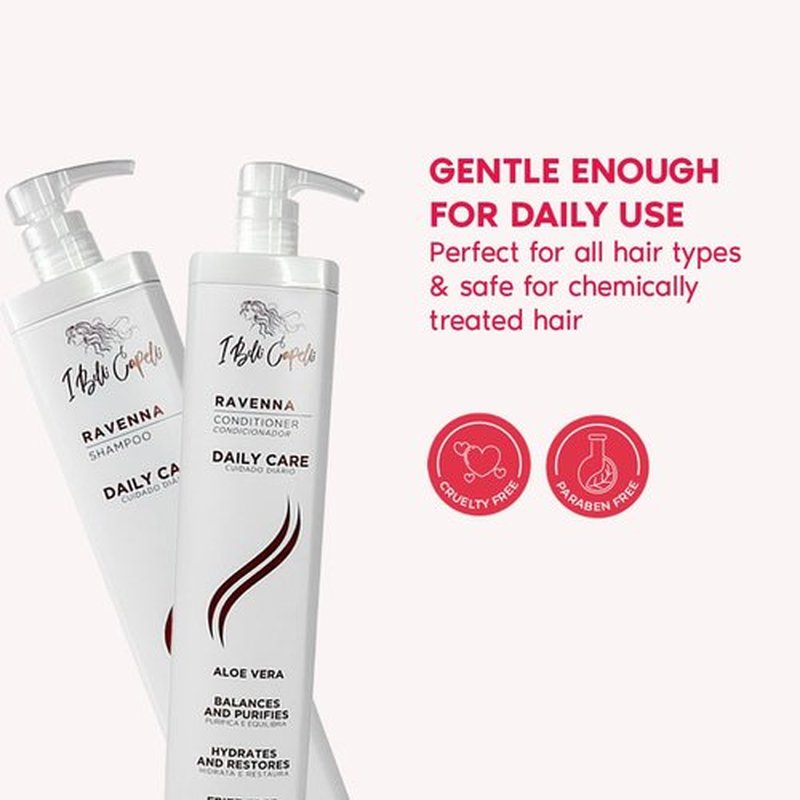 I Belli Capelli Ravenna Aloe Vera Shampoo & Conditioner Set – Sulfate & Paraben-Free, Deep Moisture, Breakage Reduction for Dry, Damaged & All Hair Types, 2×1L (33.8 fl oz each)