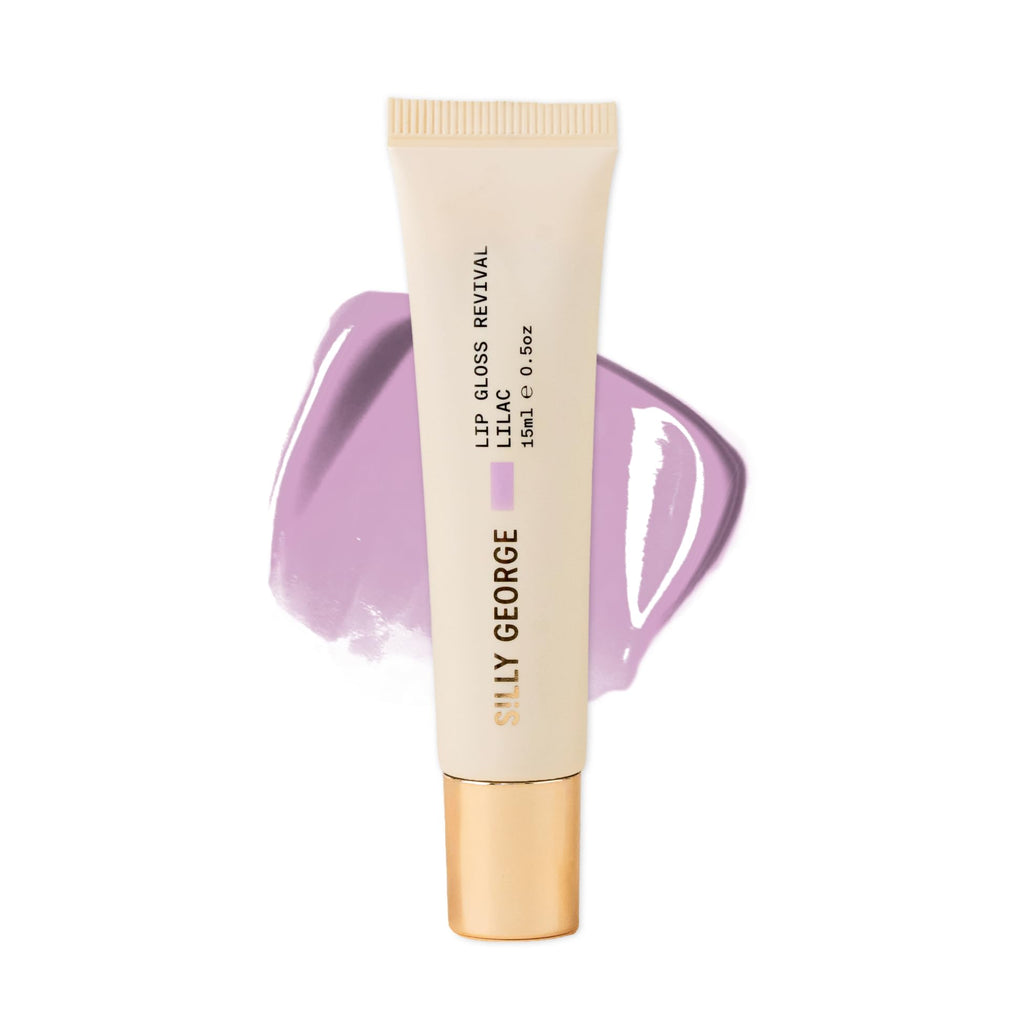 Silly George Lip Gloss Revival - Glossy Hydrating Glaze with Peptides, Shea Butter, & Moisturizing Argan, Macadamia, Babassu Oil for Dry Lips, Clean Beauty Products, Lilac 15ml Tubes